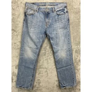American Eagle Mens Jeans 36x32 (Real 36x30) Blue Straight‎ Distressed